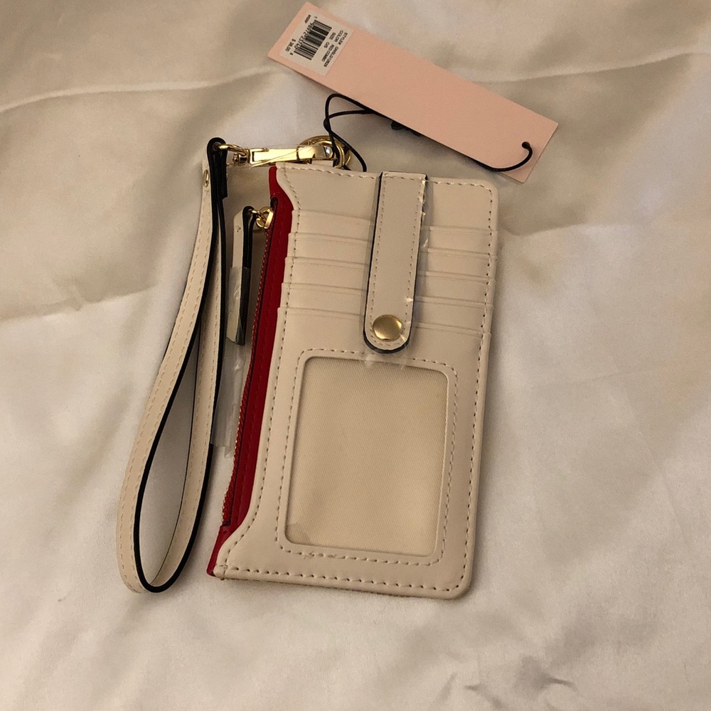 BCBG Generation Natural Color Straw Card Wallet Red Embroidered Lobsters NWT - Picture 9 of 16